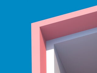 Abstract 3d render of  illustration of two boxes of different colors - white and coral on a blue background