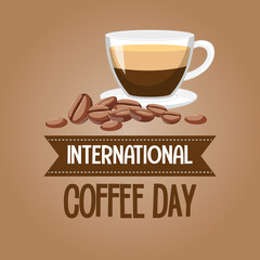 International coffee day letter banner