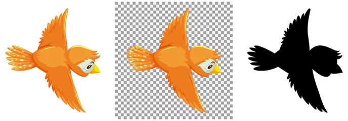 Stof per meter Vlinders Cute orange bird cartoon character