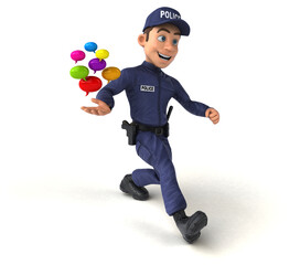 Fototapeta na wymiar Fun 3D illustration of a cartoon Police Officer