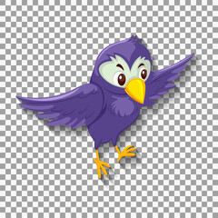Cute purple bird cartoon character