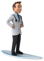 Fun 3D cartoon doctor surfing
