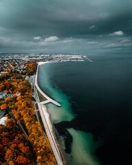 Panorama of Gdynia taken from the air in autumn