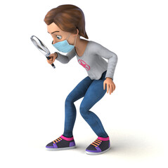 Fun 3D Illustration of a cartoon teenage girl