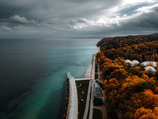 Panorama of Gdynia taken from the air in autumn