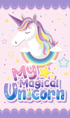 Cute unicorn banner on pastel background color