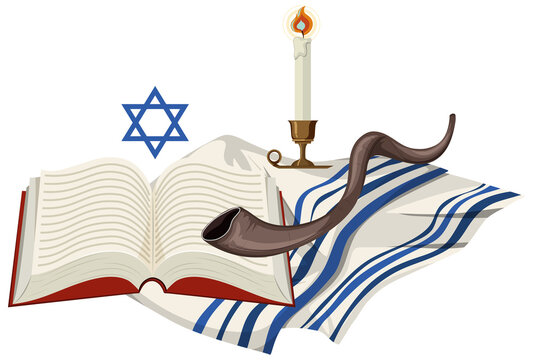 Yom kippur element on white background
