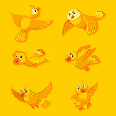 Cute yellow bird cartoon character