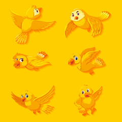 Fototapeta premium Cute yellow bird cartoon character