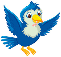 Cute blue bird cartoon character