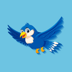 Cute blue bird cartoon character