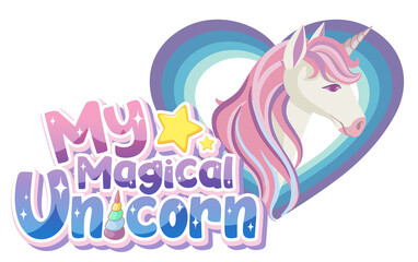 My magical unicorn logo with unicorn in pastel color with sparkling