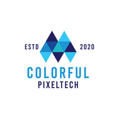 Colorful Pixel Technology Logo design Vector