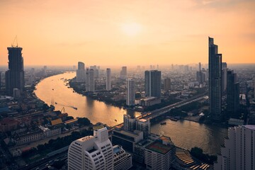 Urban skyline Bangkok during sunset