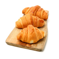 organic, healthy, eat, natural, nature, wicker, object, background, bake, bakery, basket, board, bread, breakfast, brown, bun, butter, buttered, buttery, close croissants isolated on white background 