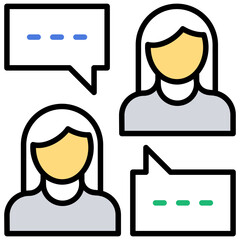 
Two avatar communicating, communication concept, color lined icon

