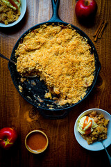 Apple crisp in a cast iron skillet