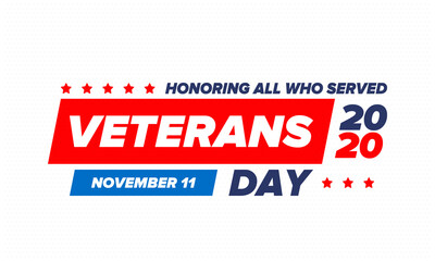 Veterans Day in United States. Federal holiday, celebrated annual in November 11. Honoring all who served. Patriotic american military concept. Poster, card, banner and background. Vector illustration