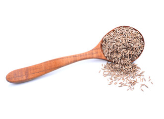 Assortment of beans and lentils in wooden spoon on teak wood background