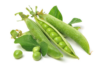 Fresh peas isolated on white background