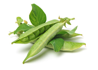 Fresh peas isolated on white background