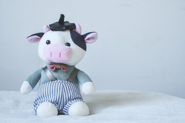 Cute cow- symbol of the new year 2021. Soft toy