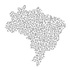 Brazil map from black pattern of the maze grid. Vector illustration.