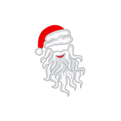 Santa claus hat with a beard. Vector illustration.