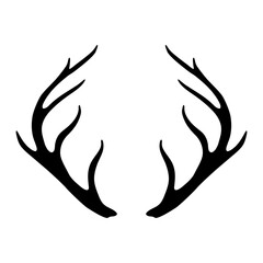 Deer antlers silhouette isolated on white background. Horns icon