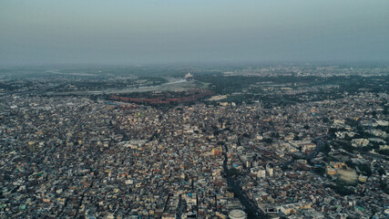 Aerial shot of densely-populated Agra city © Nayan Khandelwal/Wirestock