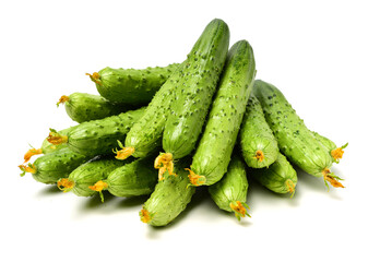 Green cucumber on the white background