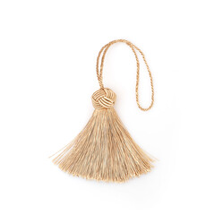 Golden silk tassel isolated on white background for creating graphic concepts