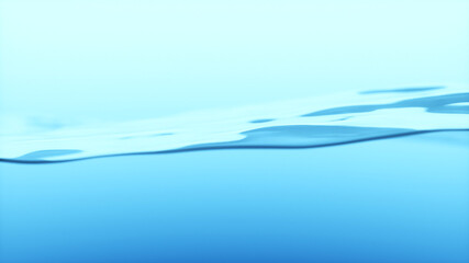 Beautiful water surface. Light blue color. Abstract background with animation waving of waterline. 3d illustration
