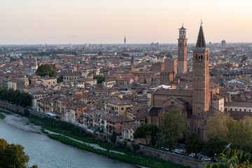 Obraz premium Panoramic view of Verona city in the sunset, Rome