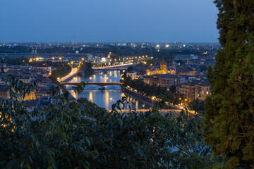 Fototapeta na wymiar Evening panorama of Verona city, Rome