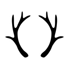 Obraz premium Deer antlers silhouette isolated on white background. Horns icon