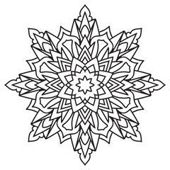 Circle lace ornament, round ornamental geometric black and white mandala