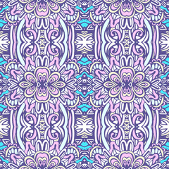 Tiled ethnic pattern for fabric. Abstract geometric mosaic vintage seamless pattern patchwork ornamental.