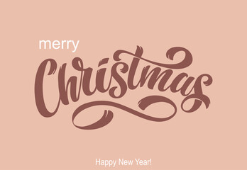 Merry Christmas and Happy New Year Vintage background with typography. Drawn by hands. Vector image.