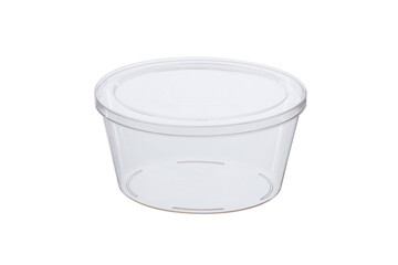 Disposable plastic containers on a white background