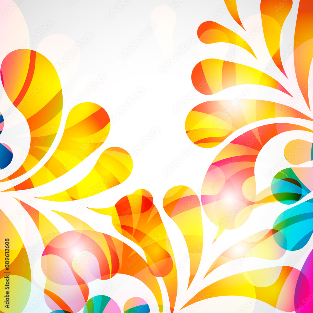 Poster abstract background with bright teardrop-shaped arches.