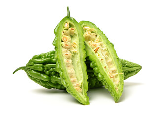 Bitter melon , Bitter gourd on white background