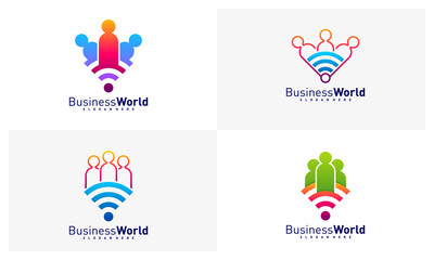 Set of Smart People logo design vector, Colorful Smart logo design template, Icon symbol