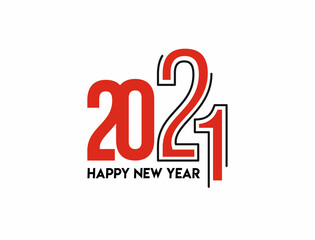 Happy New Year 2021 Text Typography Design Patter, Vector illustration.