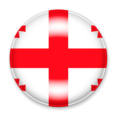 Obraz premium Flag of Georgia in the form of a round button with a light glare and a shadow.