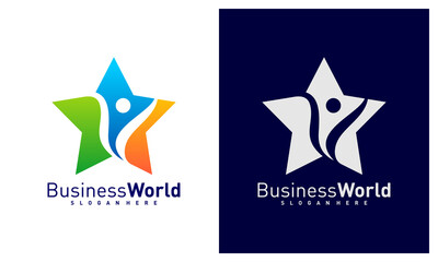 Obraz premium Star People logo design vector, Colorful Dream People logo design template, Icon symbol