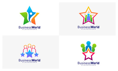 Set of Star People logo design vector, Colorful Dream People logo design template, Icon symbol
