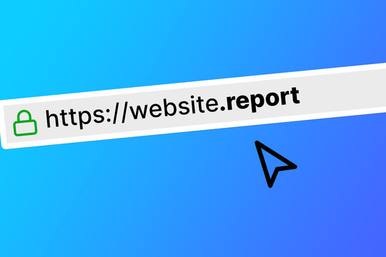 URL in a browser bar for a website with a report top level domain