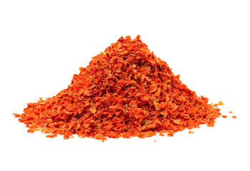 Carrot dried chip on white background