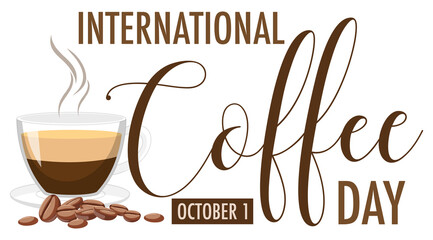International coffee day letter banner